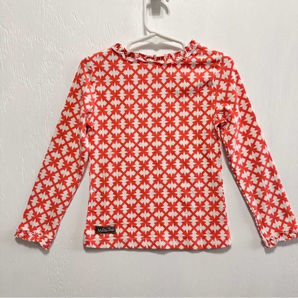 MATILDA JANE • Girls 4  • Secret Fields Vault Sunset • Coral Geometric TEE TOP - Picture 6 of 8